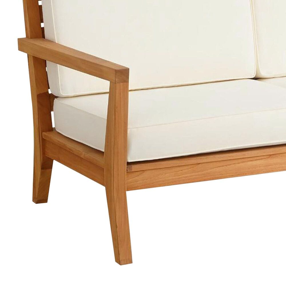Linon Home Decor Carenen Outdoor 3-Seat Sofa with White Cushions in Natural, , large