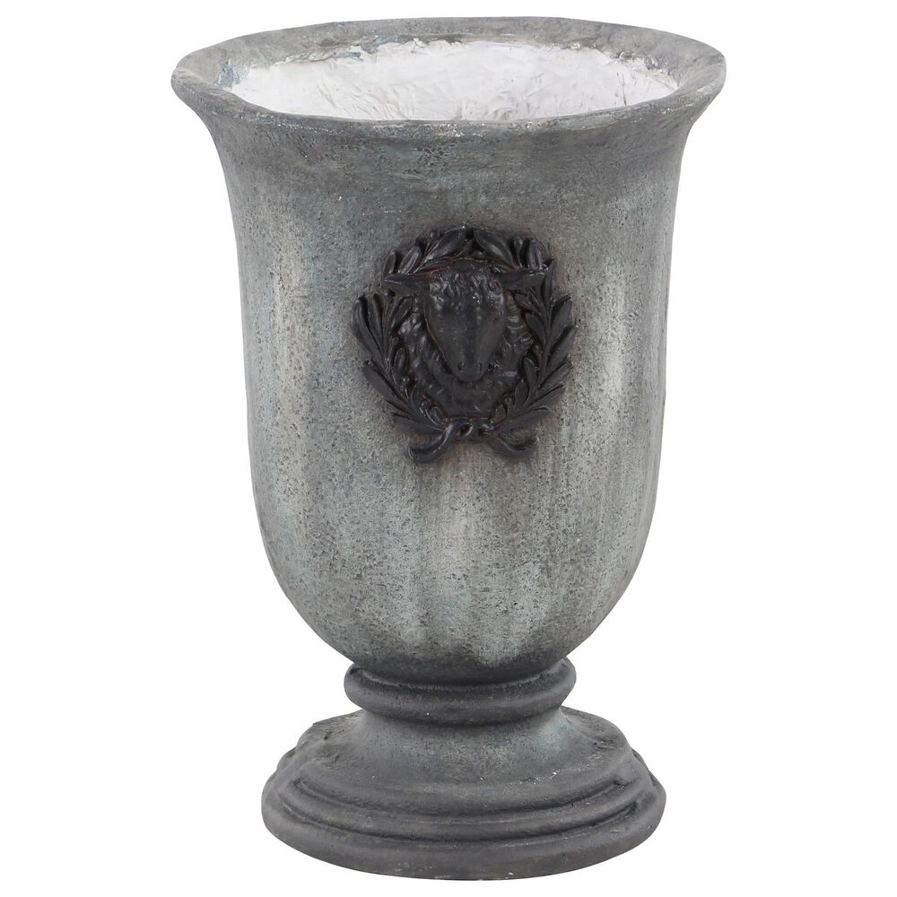 Maple and Jade 16" Rustic Resin Planter in Grey and Black, , large
