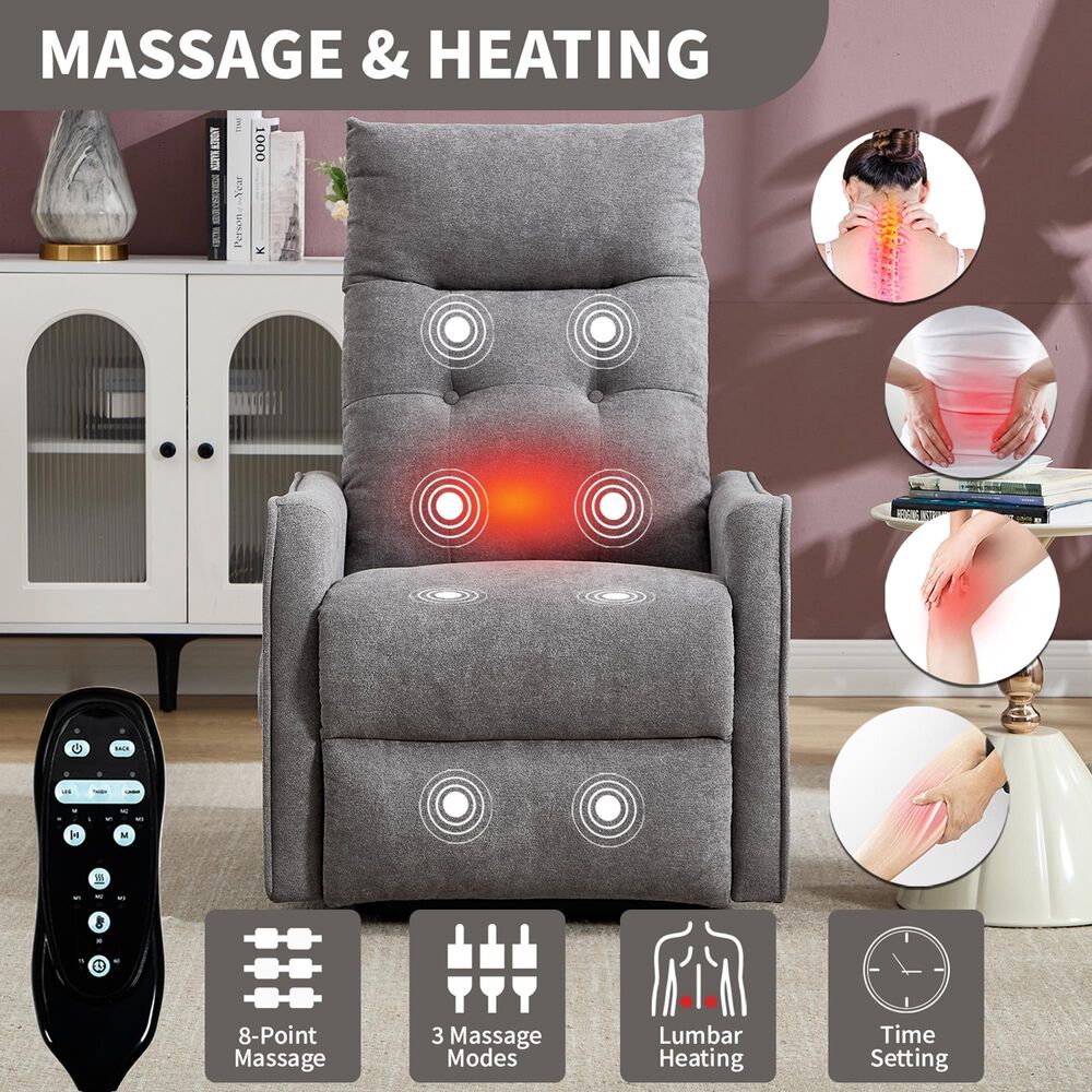Hearth and Haven Power Lift Recliner in Light Gray, , large