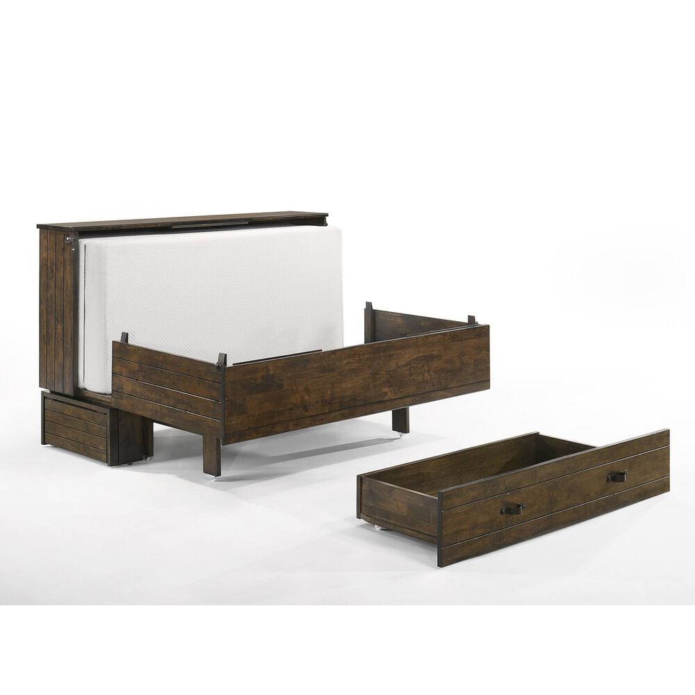 New Day Furniture Ranchero Queen Murphy Cabinet Bed in Wildwood Brown with Mattress, , large