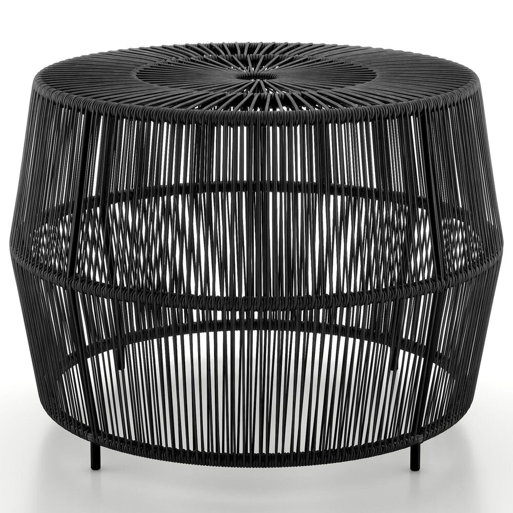 Furniture of America Meja Round Patio Coffee Table in Black, , large