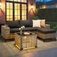 HOMLUX 5-Piece Modular Rattan Outdoor Patio Furniture Set in Black, , large