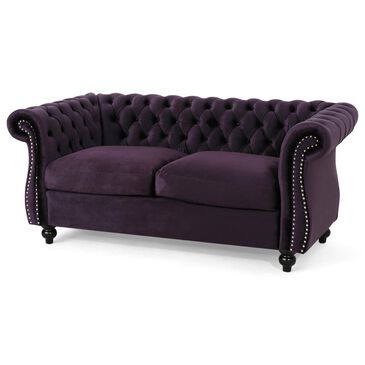 Noble House Somerville Stationary Loveseat in Blackberry Velvet, , large