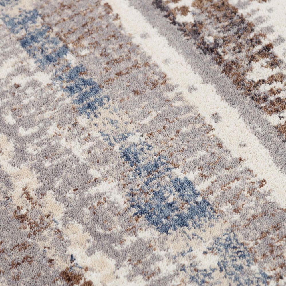 RIZZY Ventura Blue, Brown, Gray, Beige and Ivory 3' x 10' Runner, , large