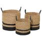 Maple and Jade Seagrass Storage Basket in Brown and Black (Set of 3), , large