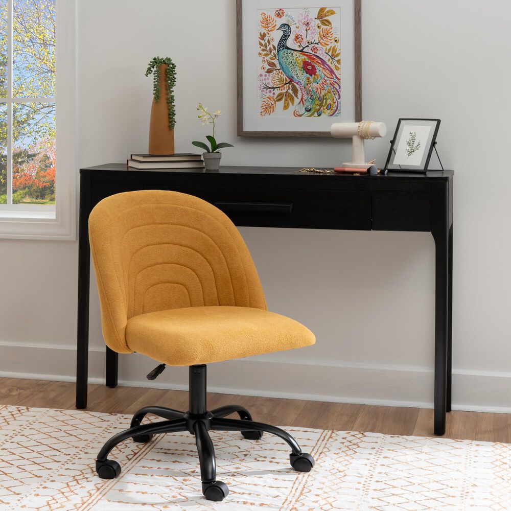 Linon Home Decor Skyla Swivel Office Chair in Yellow, , large