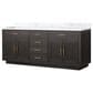 Lexora Home Abbey 80" Double Bathroom Vanity in Brown Oak with 2 cm White Carrara Marble Top and Rectangular Sinks, , large