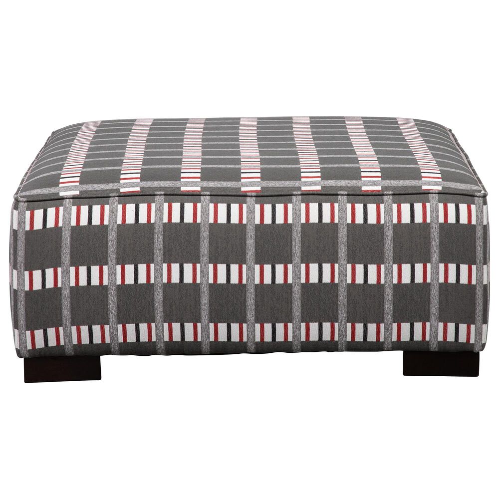 Fulton Home Juju Square Cocktail Ottoman in Pewter Gray Fabric and Espresso Finish, , large