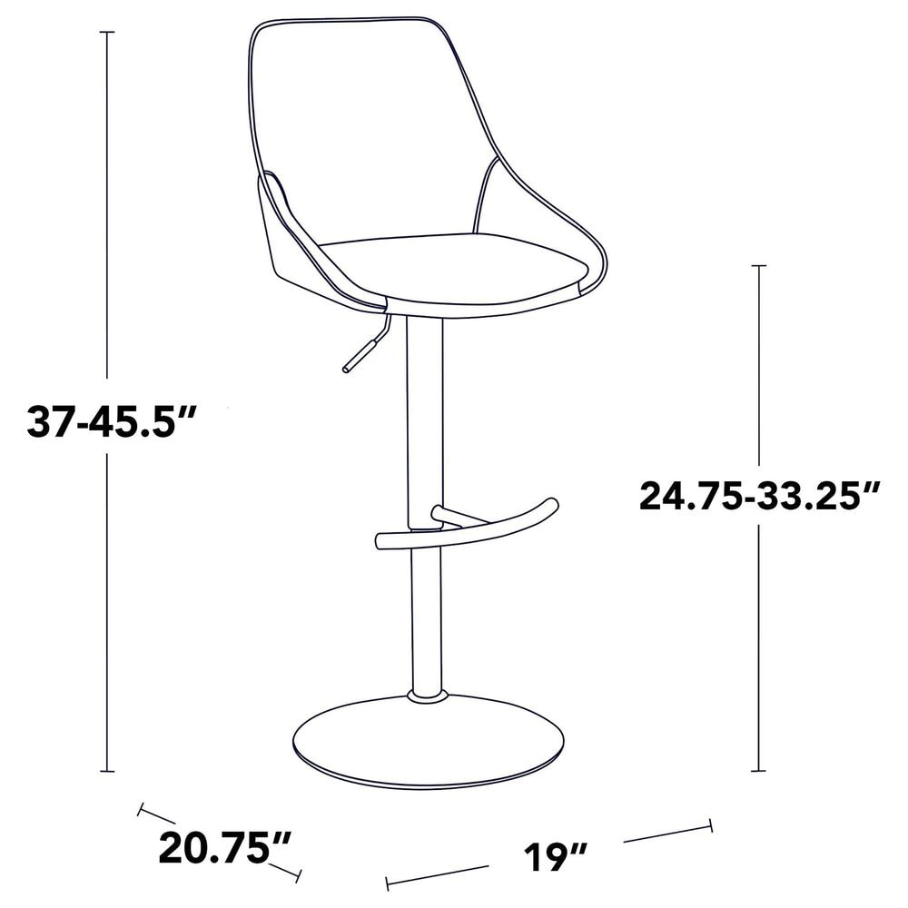 LumiSource Diana Adjustable Barstool with Black Faux Leather Upholstery in Chrome (Set of 2), , large