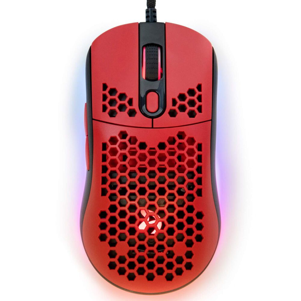 Arozzi Favo Ultra Lightweight Customizable RGB Gaming Mouse with Honeycomb Pattern, Pixart 3389 Sensor, and Omron 20M Switches - Red, , large