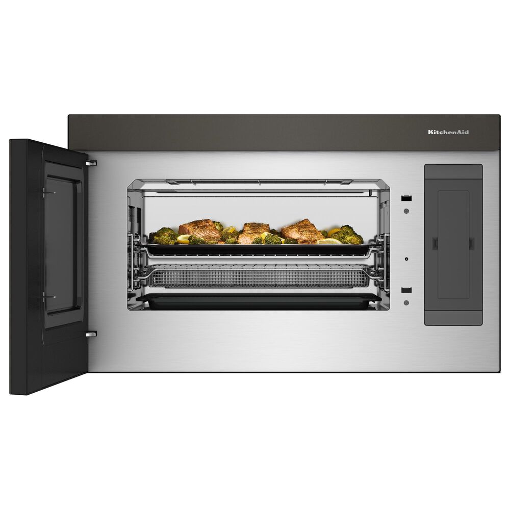 KitchenAid 2-Piece Kitchen Package with 30" Slide-In Smart Electric Range and 30" Over-the-Range Microwave Oven in Black Ore, , large
