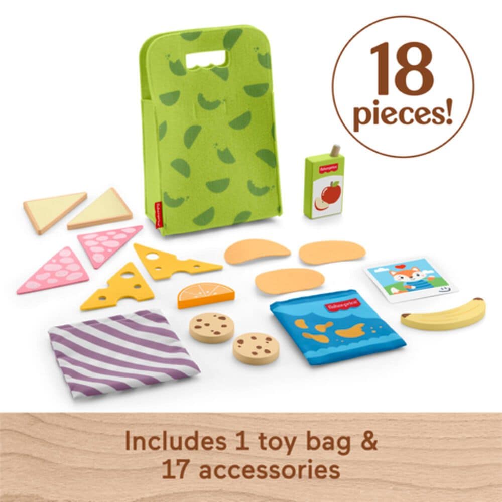 Fisher Price 18-Piece Wooden Pack and Snack Lunch, , large