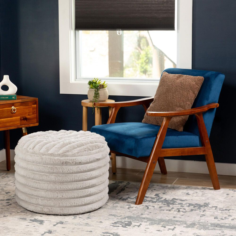 Jaxx Paran Round Ottoman in Mondo Grey, , large