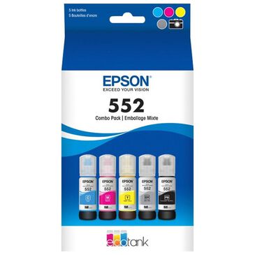 Epson Claria EcoTank Premium T552 70mL Dye Ink Bottles in Cyan, Magenta, Yellow, Black and Gray (Pack of 5), , large