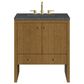James Martin Hudson 30" Single Bathroom Vanity in Honey Oak with 3 cm Parisien Bleu Silestone Top and Rectangular Sink, , large