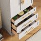 HOMLUX HOMLUX 78.2" Tall Farmhouse Kitchen Pantry Cabinet with 8 Door Shelves, Storage Cabinet with 3 Adjustable Shelves, 3 Large Drawers, Versatile Cupboard for Kitchen, Dining & Bathroom, Retro White, , large