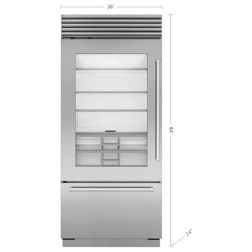 Sub Zero 20.8 Cu. Ft. Classic Left Hinge Bottom-Freezer Refrigerator with Glass Door and Tubular Handle in Stainless Steel, , large
