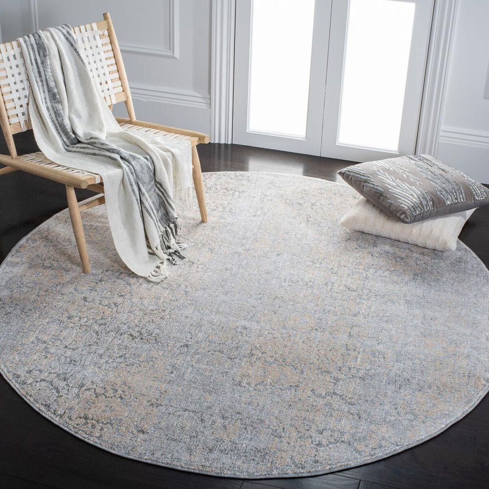 Safavieh Webster WBS312G 6&#39;7&quot; Round Grey and Beige Area Rug, , large