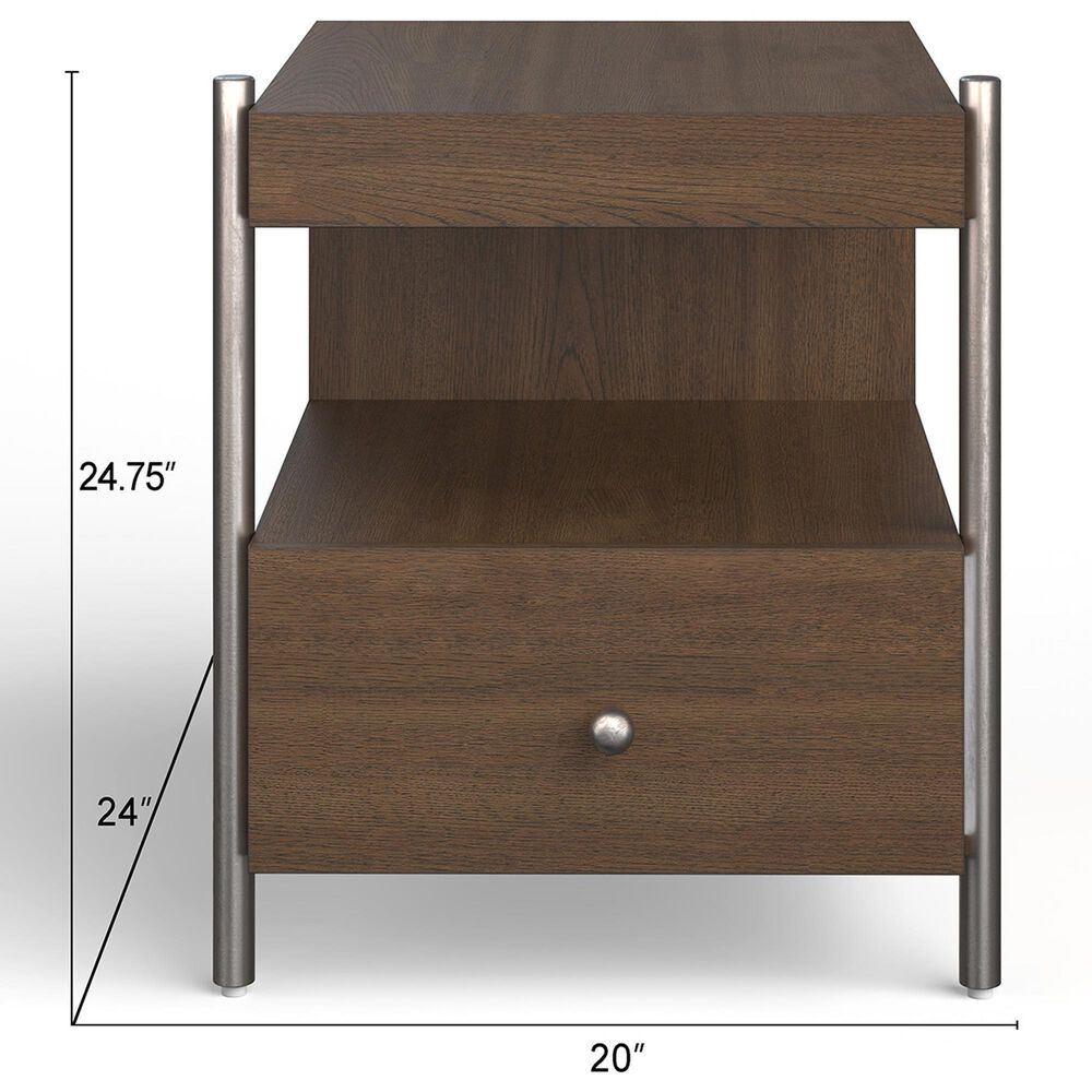 Nicolette Home Baxton Rectangular End Table in Sienna Ridge and Brushed Pewter, , large