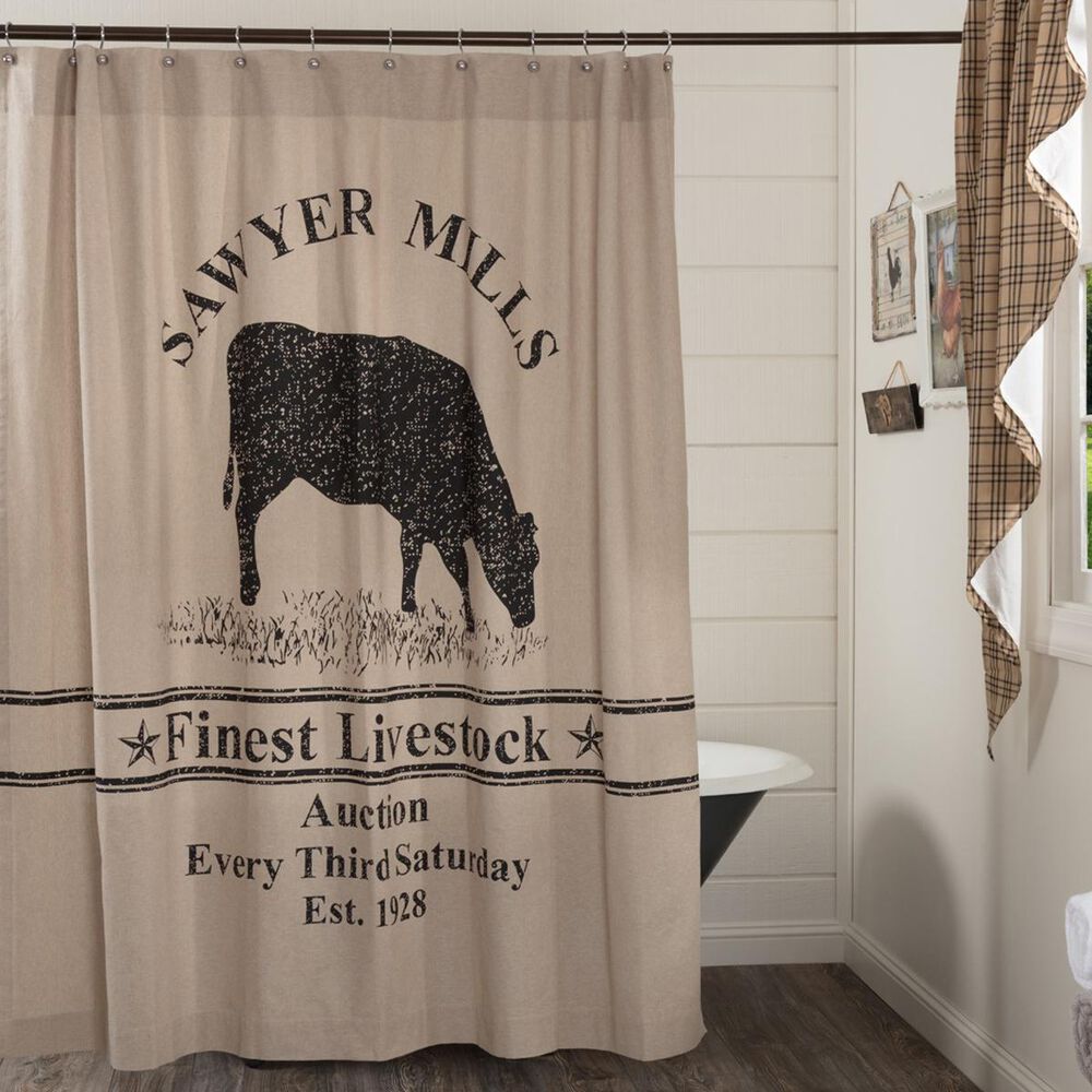 VHC Sawyer Mill Country Shower Curtain in Tan, , large
