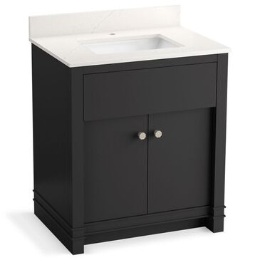 Kohler Alouette 30" Single Bathroom Vanity in Ferrous Grey with 2 cm White Quartz Top and Rectangular Sink, , large