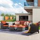 HOMLUX HOMLUX 5-Piece Outdoor Wicker Patio Furniture Set, High Back Rattan Sofa with Chairs, Ottomans & Cushions in Orange Red, , large