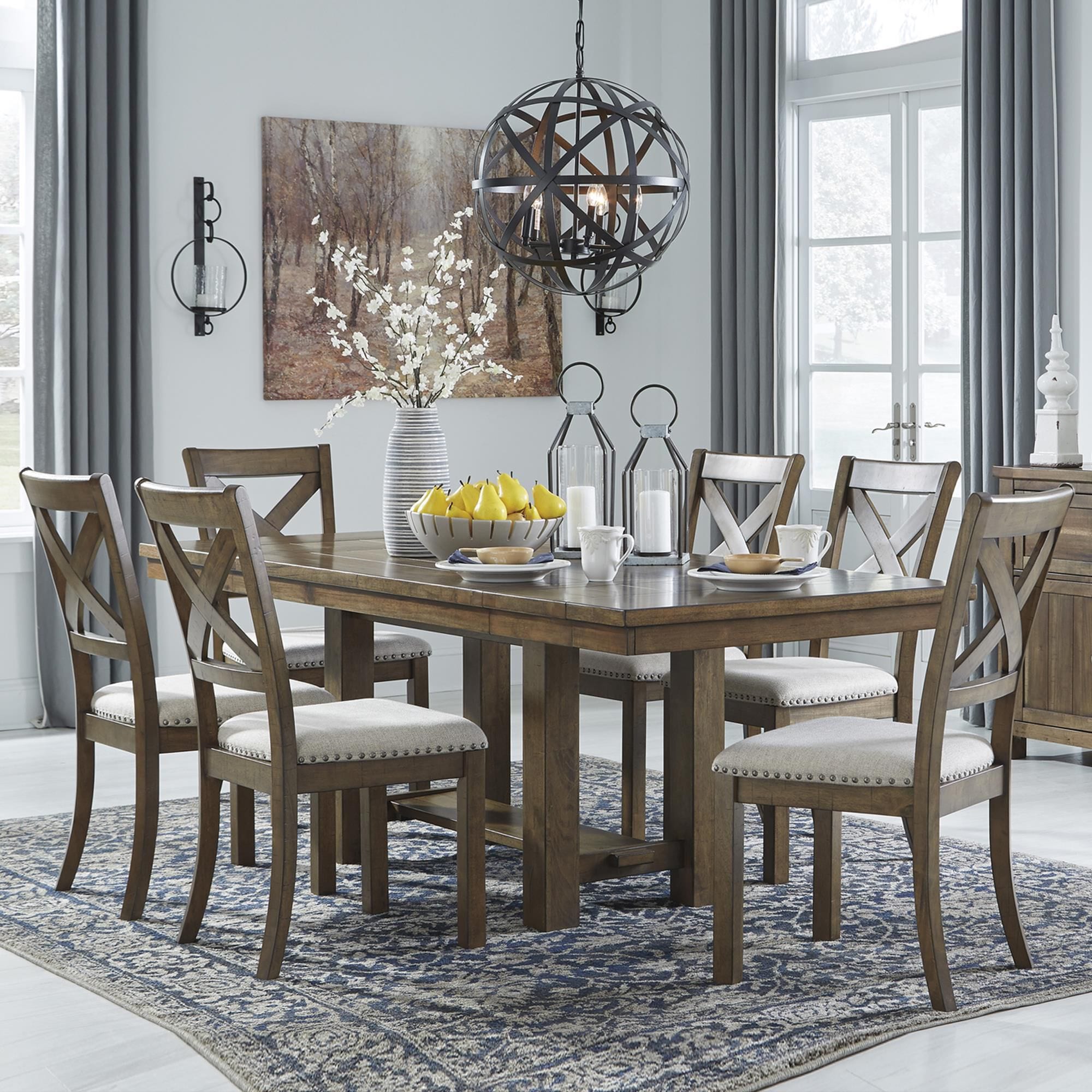 Signature Design by Ashley Moriville Trestle Dining Table and 6