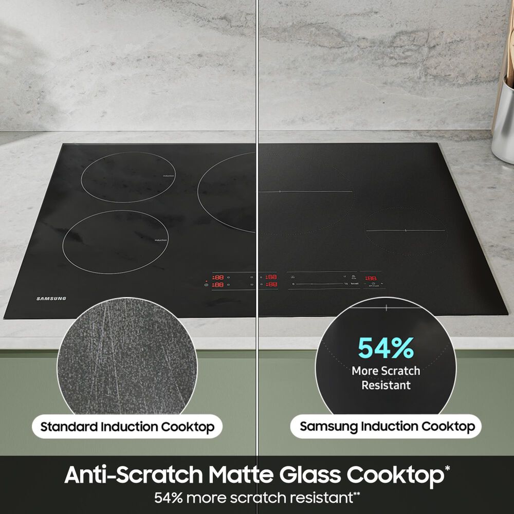 Samsung 30&quot; Induction Cooktop with Anti-Scratch Matte Glass and Sync Burners in Black, , large