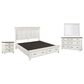 Riva Ridge Caraway 4 Piece King Storage Bedroom Set in Aged Ivory and Brown with USB Ports, , large