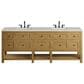 James Martin Breckenridge 84" Double Bathroom Vanity in Light Natural Oak with 3 cm Eternal Jasmine Pearl Top and Rectangular Sinks, , large