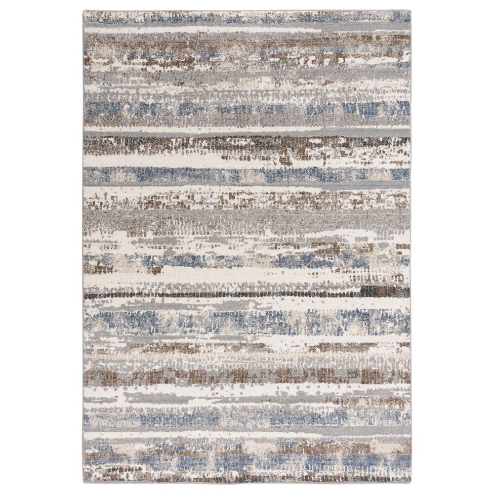 RIZZY Ventura Blue, Brown, Gray, Beige and Ivory 4" x 6" Area Rug, , large