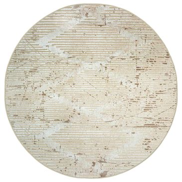 Radici USA Davide Geometric 5"3" Round Beige Area Rug, , large