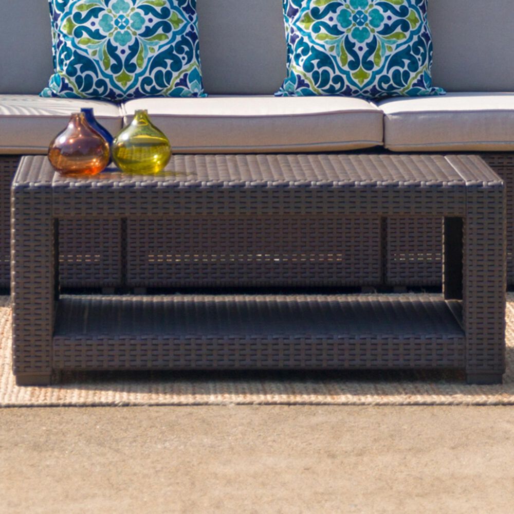 Flash Furniture Rattan Coffee Table in Brown, , large