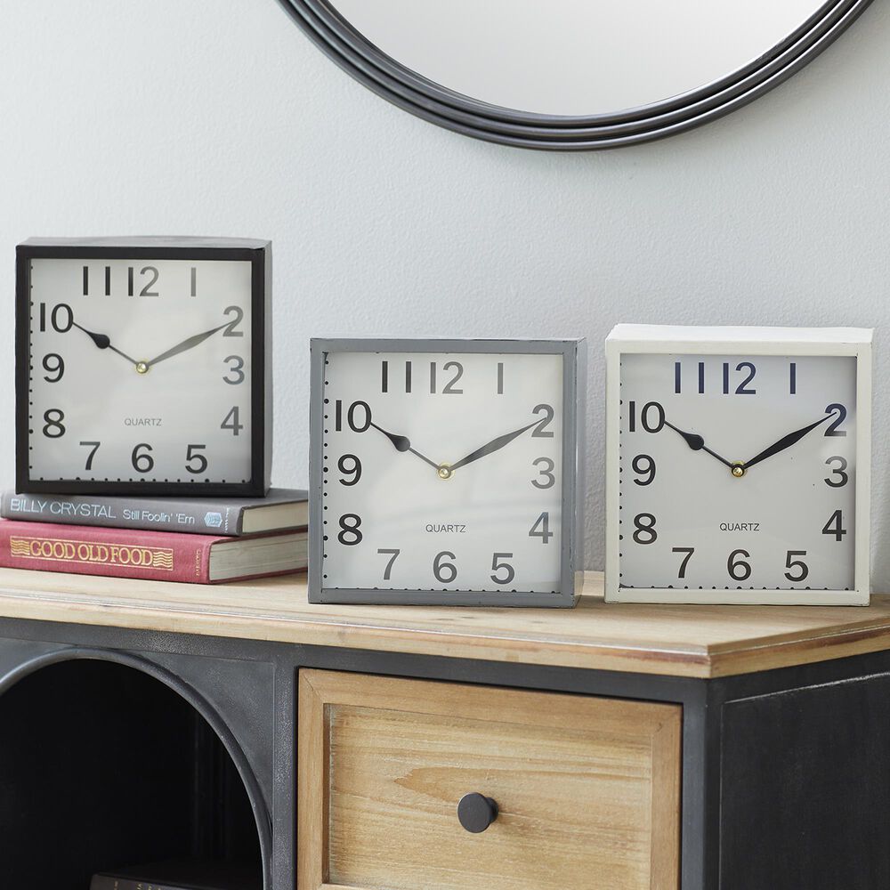 Maple and Jade Square Traditional Table Clock in Multicolor &#40;Set of 3&#41;, , large