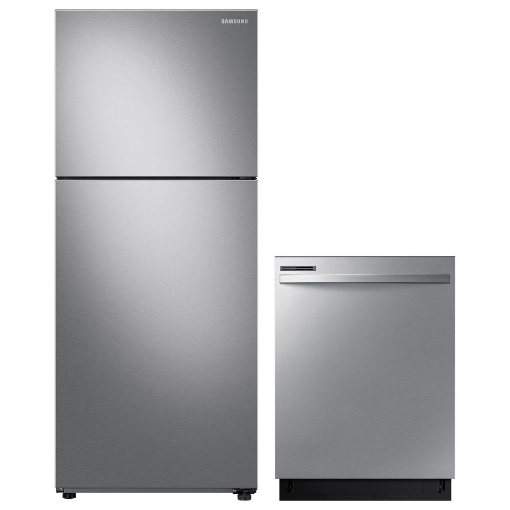 Samsung 2-Piece Kitchen Package with 15.6 Cu. Ft. Top Freezer Refrigerator and Dishwasher in Stainless Steel, , large