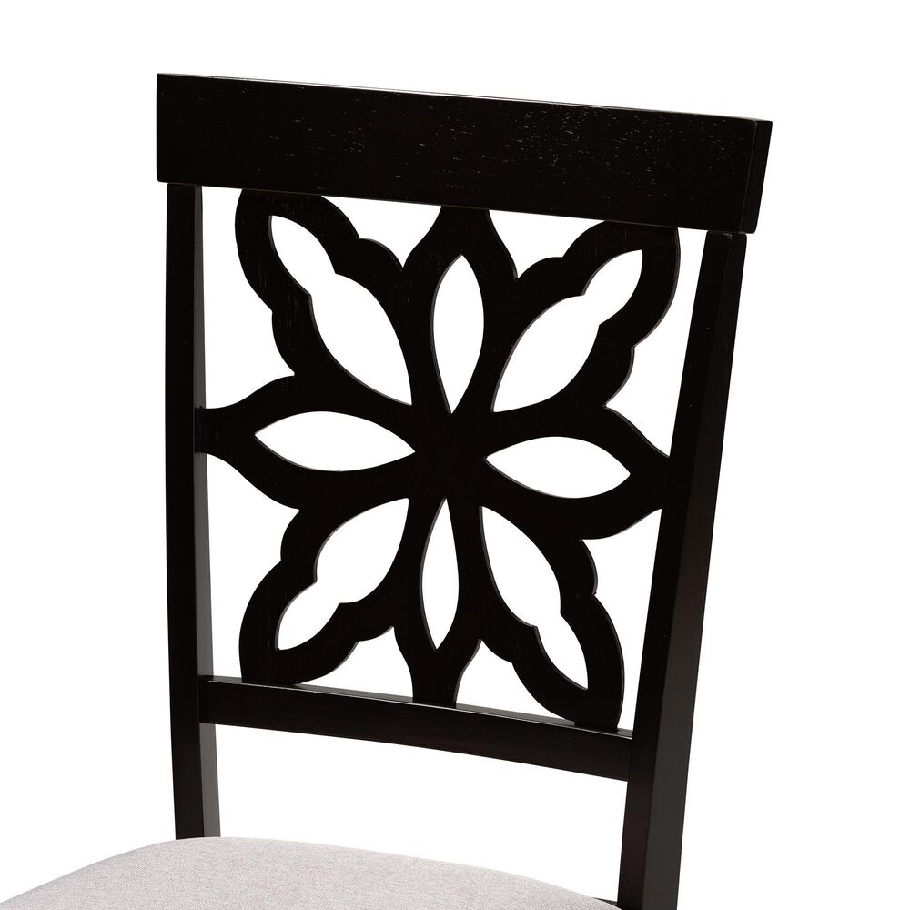 Baxton Studio Samwell Side Chair with Grey Cushion in Dark Brown (Set of 2), , large