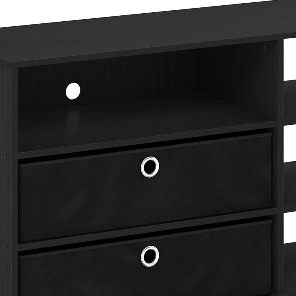 HOMLUX 46.6" Simple Design TV Stand with Bins in Americano, Stainless Steel and Black, , large