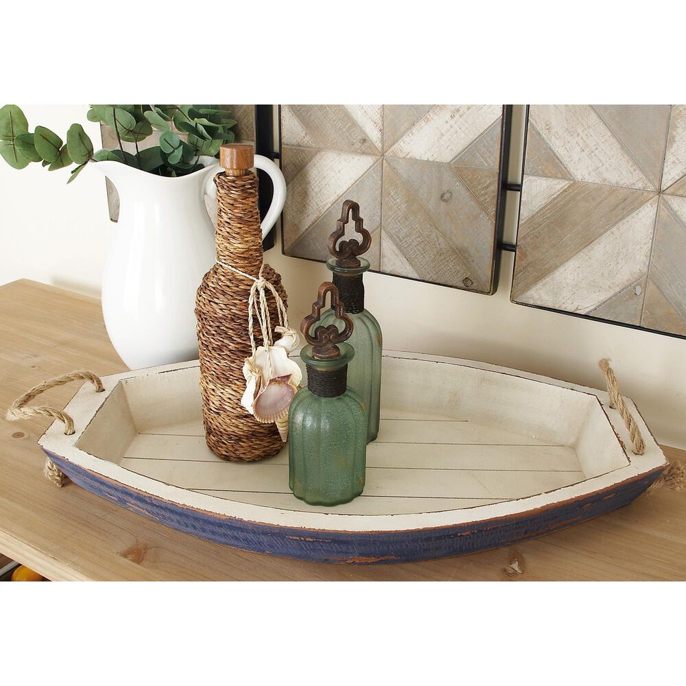 Maple and Jade Coastal Tray in White and Blue &#40;Set of 2&#41;, , large