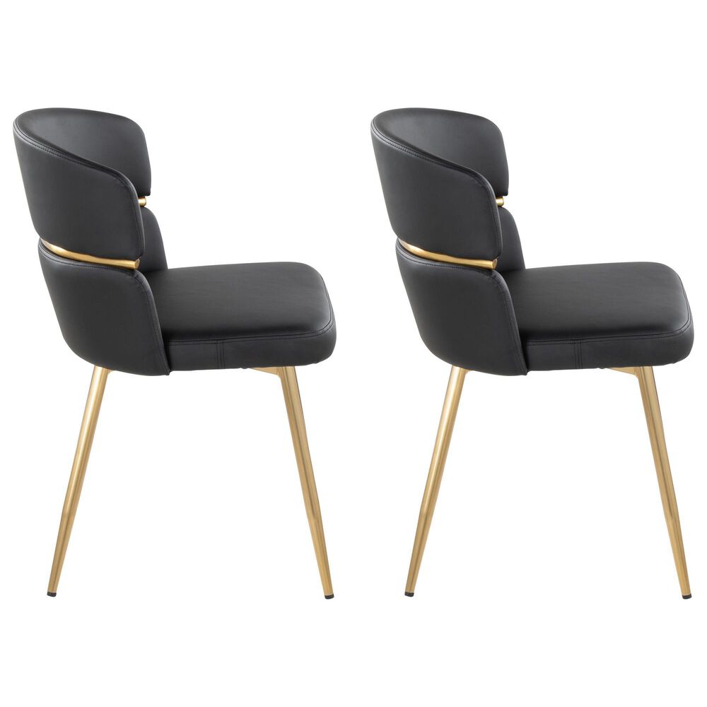 Lumisource Cinch Side Chair with Black Faux Leather Cushion in Gold &#40;Set of 2&#41;, , large