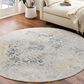 Surya Aisha 7"10" Round Charcoal, Gray, Mustard and Light Gray Area Rug, , large