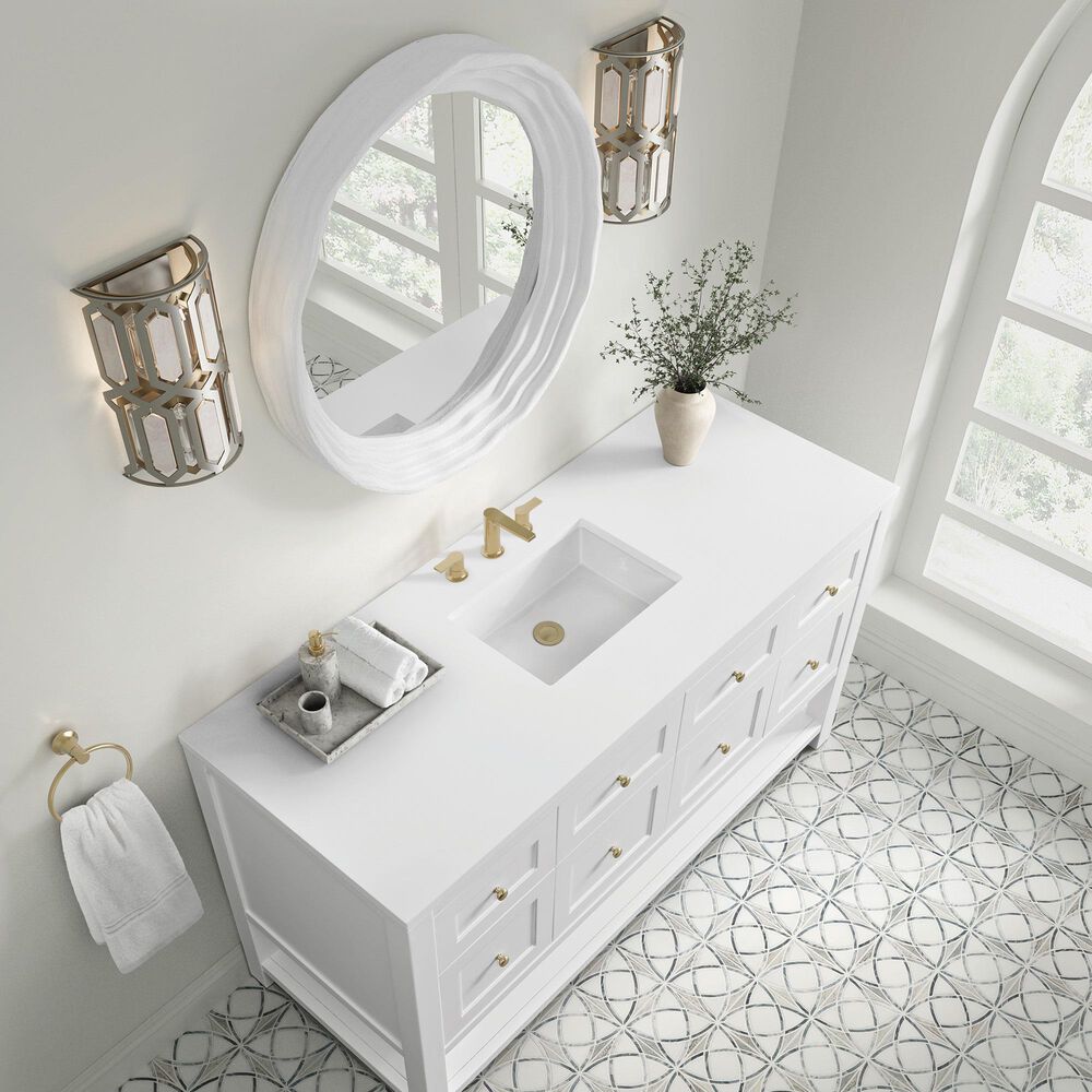 James Martin Terra 30&quot; Round Mirror in Limestone, , large
