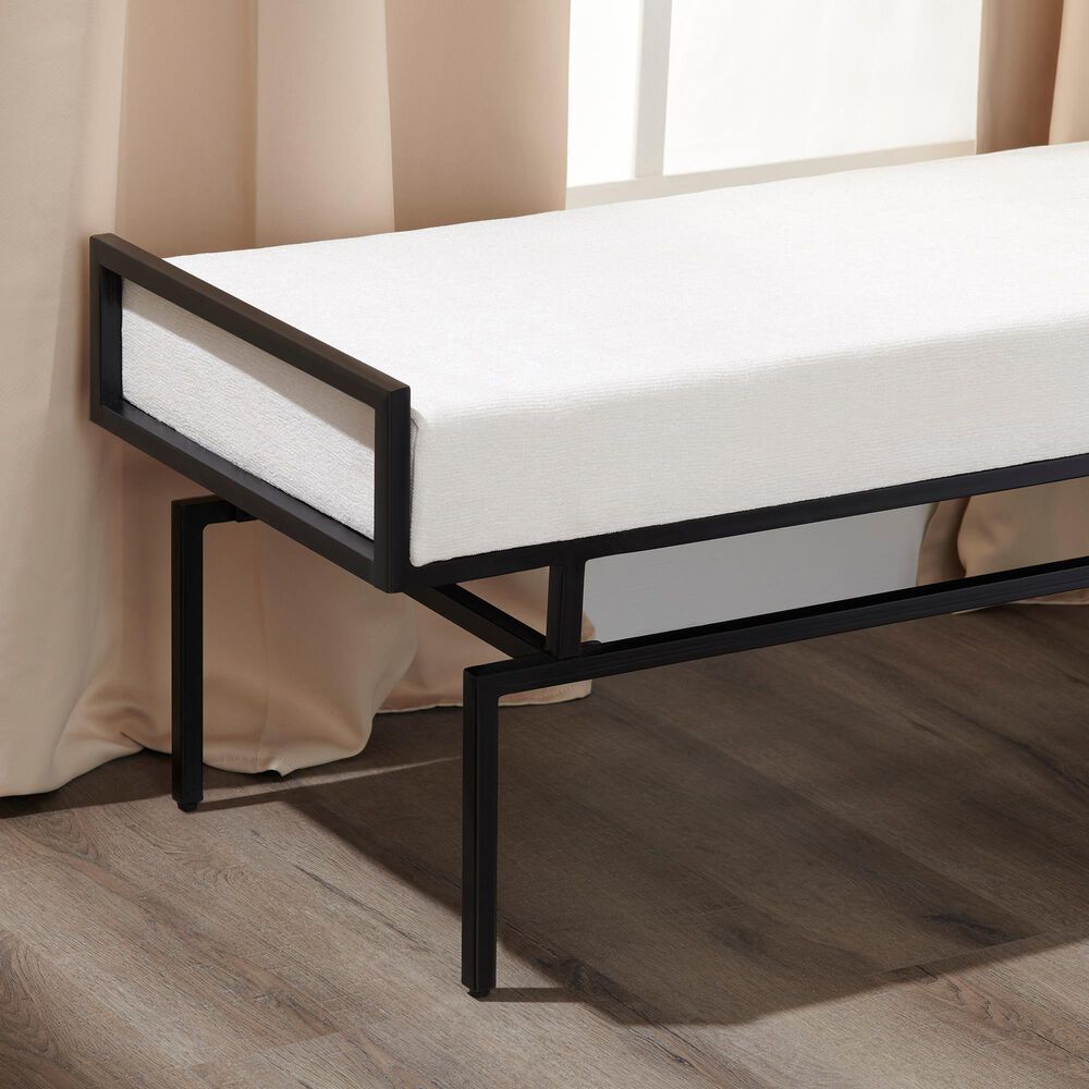 Slatehouse Zara Metal and Upholstered Bench in Black, , large