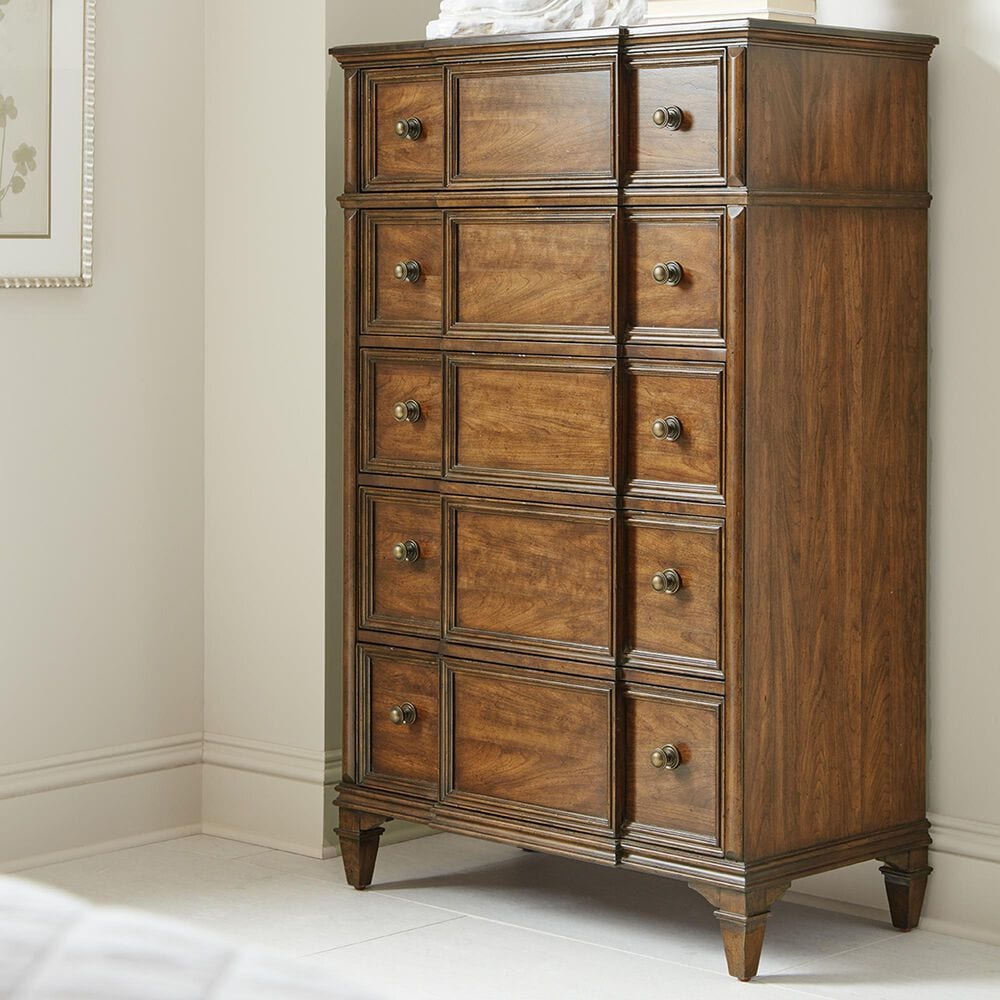 Vantage Newel Drawer Chest in Vintage Cherry, , large
