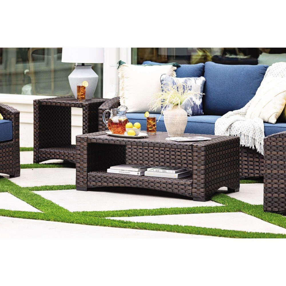 Ashley Windglow Patio Coffee Table in Brown, , large