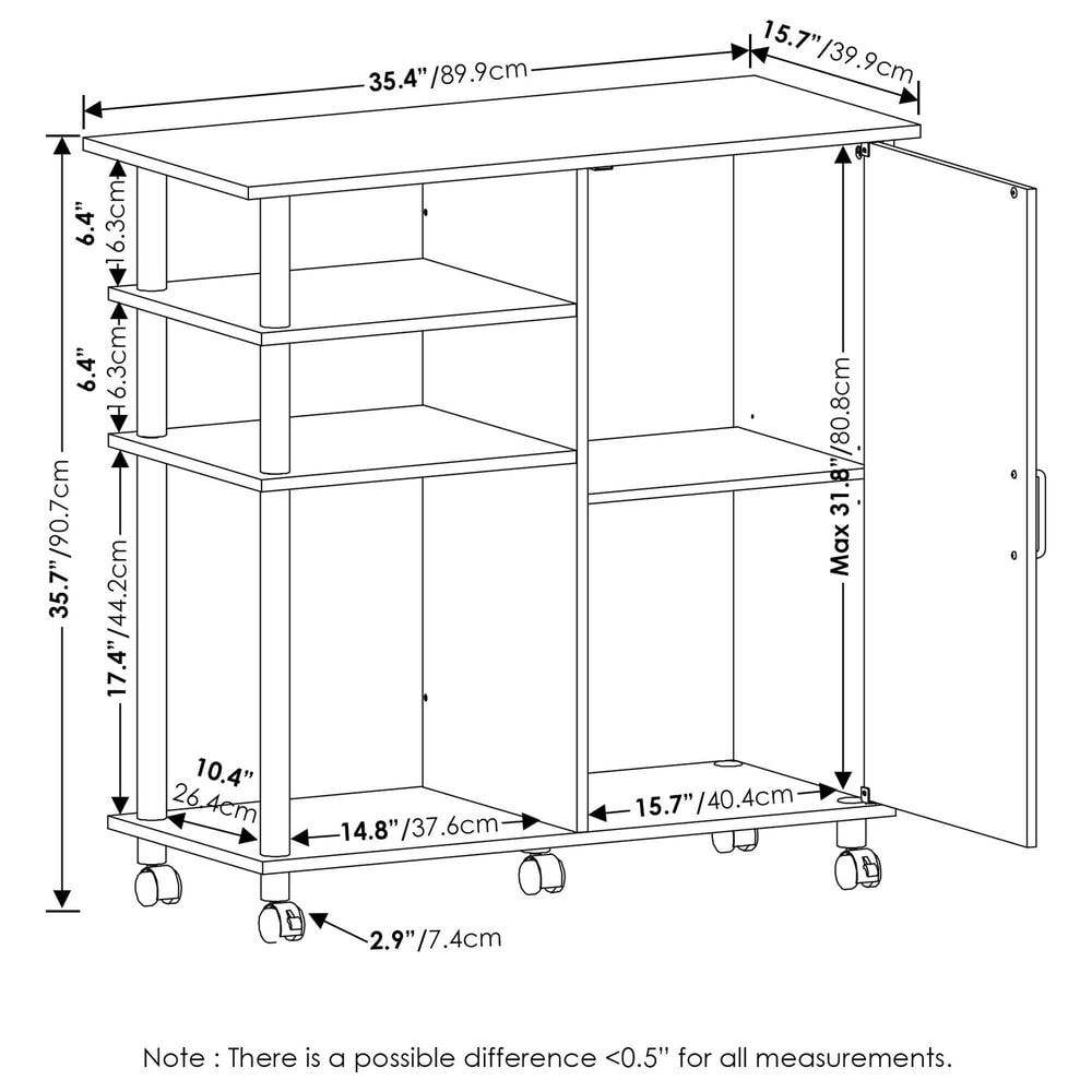 HOMLUX Helena 4-Tier Utility Kitchen Island and Storage Cart in White Oak and Chrome, , large