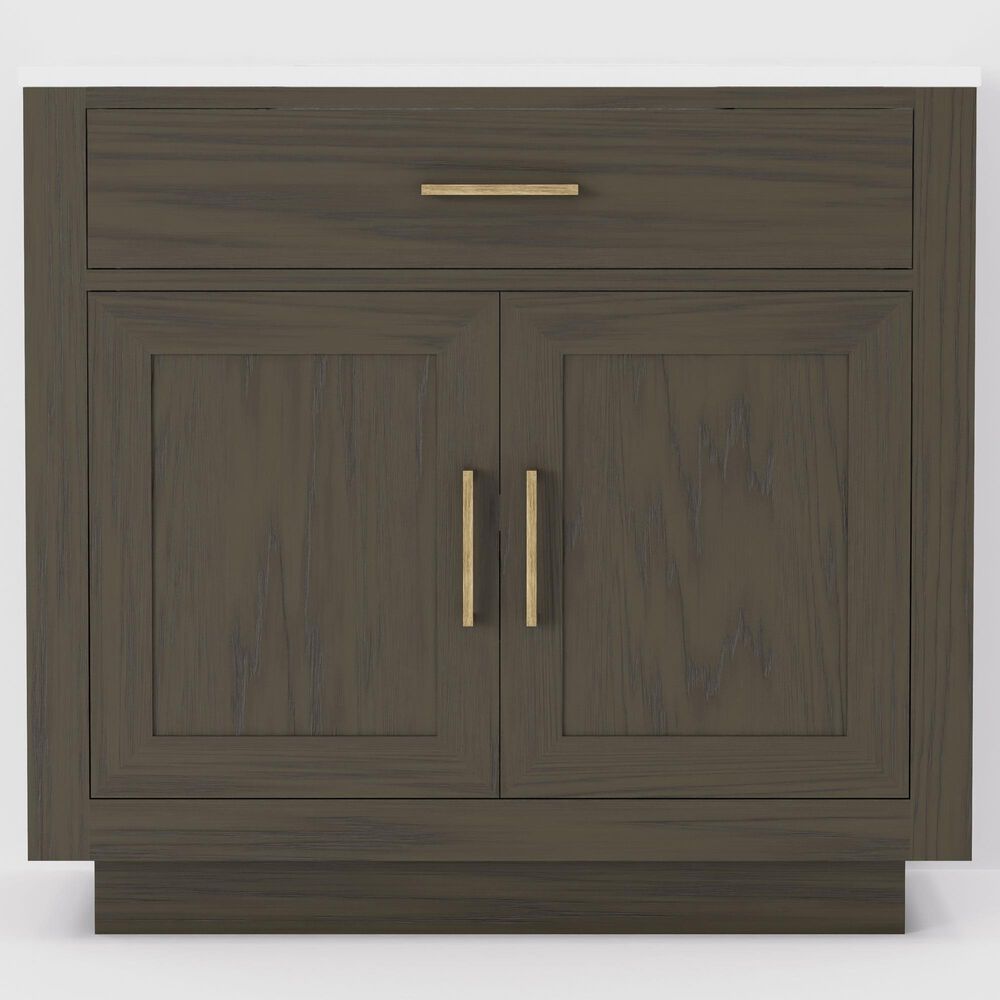 Lexora Home Abbey 36&quot; Single Bathroom Vanity in Brown Oak with 2 cm White Cultured Marble Top and Rectangular Sink, , large