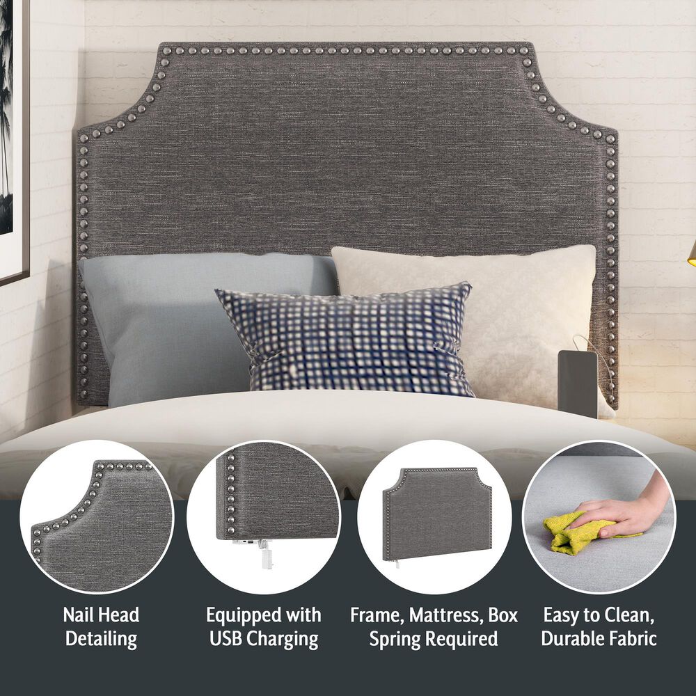 The Monday Company Twin Upholstered Headboard in Gray, , large