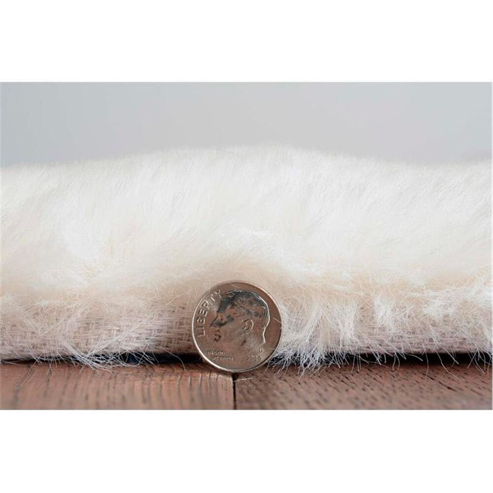 Linon Maven Faux Rabbit 5&#39; x 7&#39; White Area Rug, , large