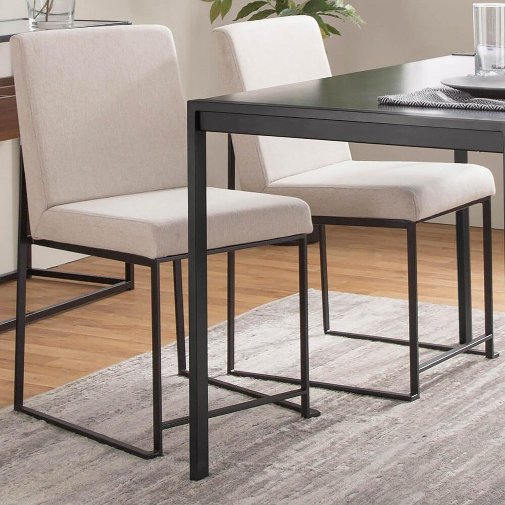 Lumisource Fuji Dining Chair with Beige Cushion in Black (Set of 2), , large