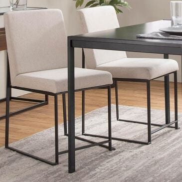 Lumisource Fuji Dining Chair with Beige Cushion in Black (Set of 2), , large